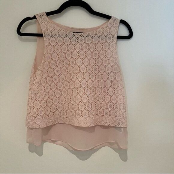 Banana Republic tank sz XS blush pink lace - Picture 3 of 8